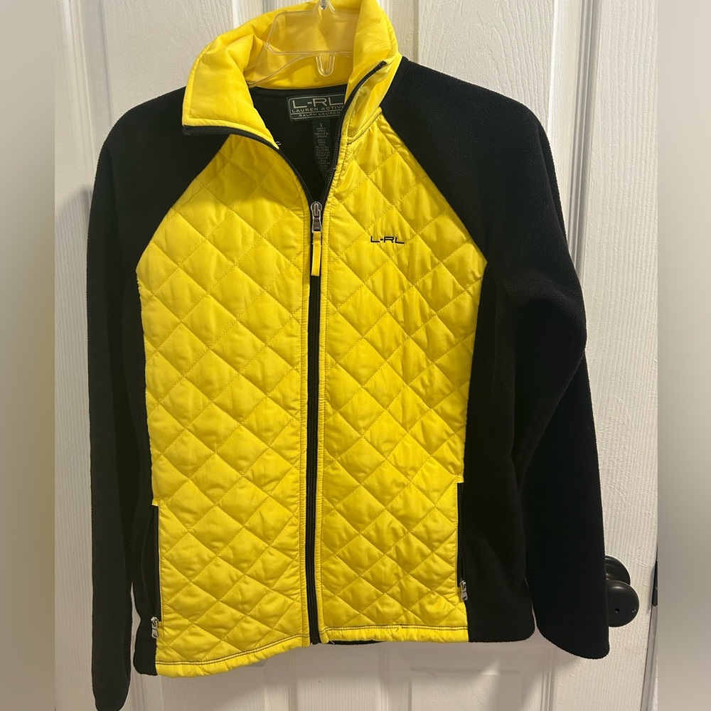 Ralph Lauren Active Fleece Women’s Small Jacket Yellow Black Full Zip Pockets